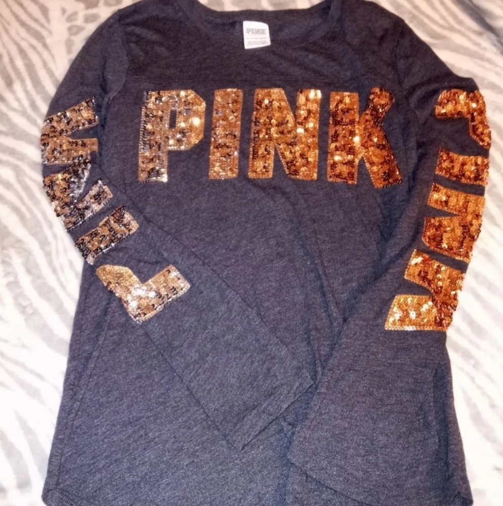 Long Sleeve PINK Sequin Tshirt